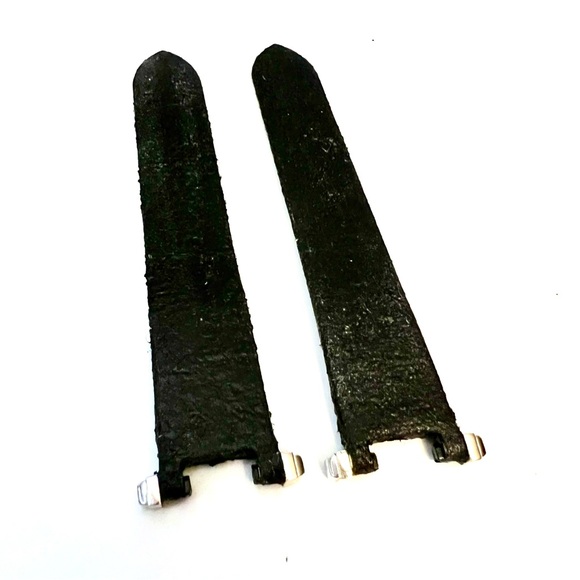 CARTIER PASHA 17/16mm Black Leather Watch Band Strap with 18K WG Lugs Pieces